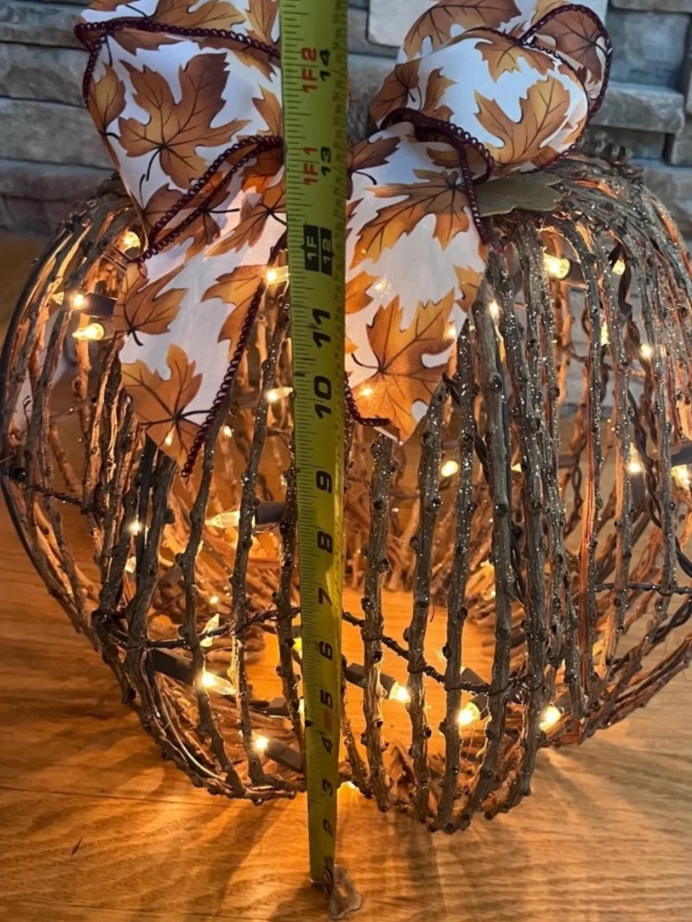 Light up wicker pumpkin